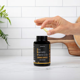 Vue de côté de la bouteille SPARTIS Zinc Quercetin