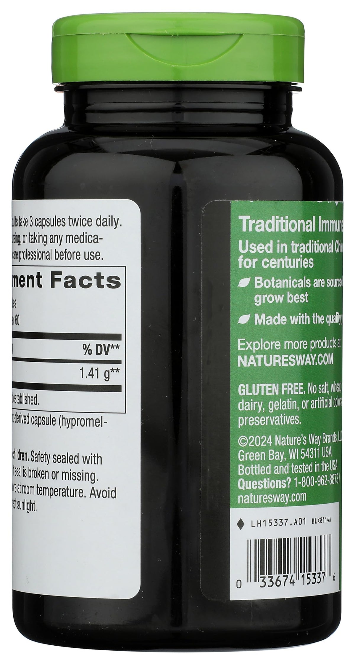 Vue de côté de Nature's Way Astragalus Racine 180 capsules