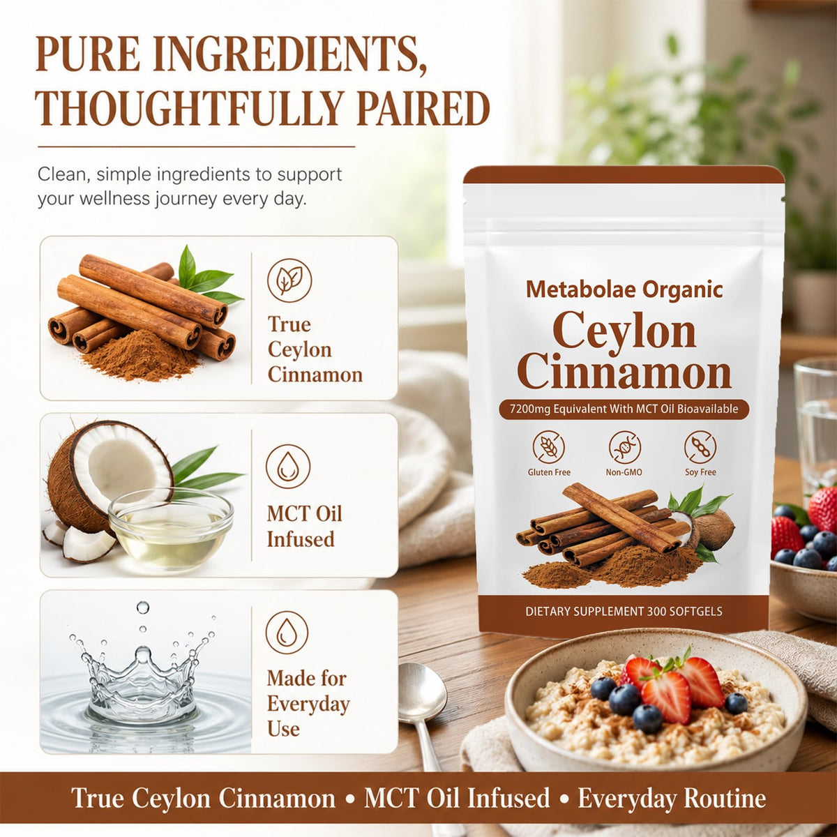 Vue de côté des capsules a balanced routine Ceylon Cinnamon