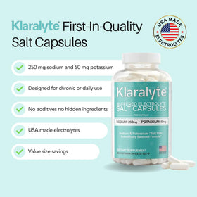 Vue de côté des capsules d'électrolytes KLARALYTE dans leur emballage