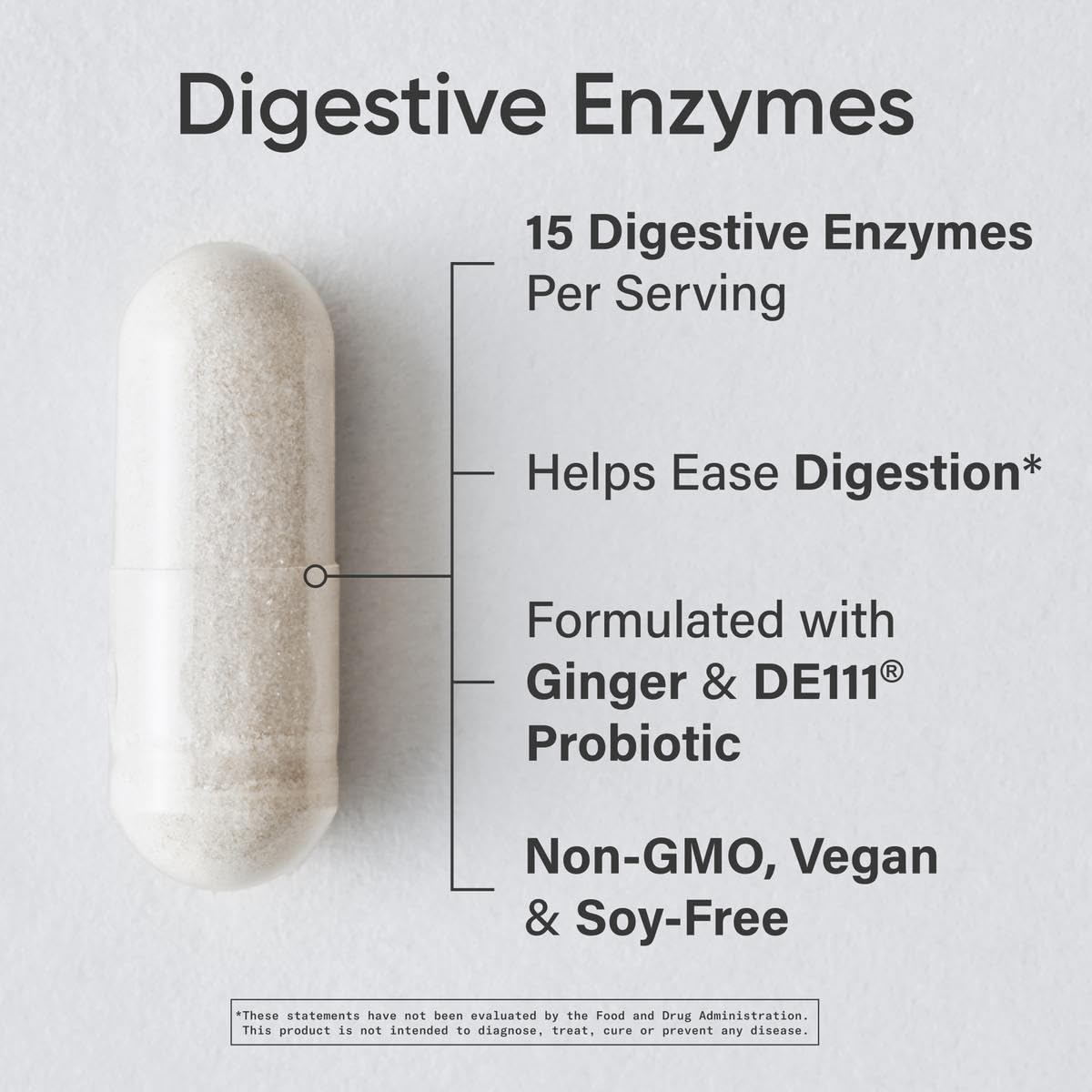 Vue de côté des capsules d'enzymes daily Sports Research