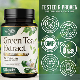 Vue de côté des capsules d'extrait de thé vert SILVERONYX
