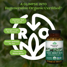 Vue de côté des capsules de basilic sacré bio ORGANIC INDIA