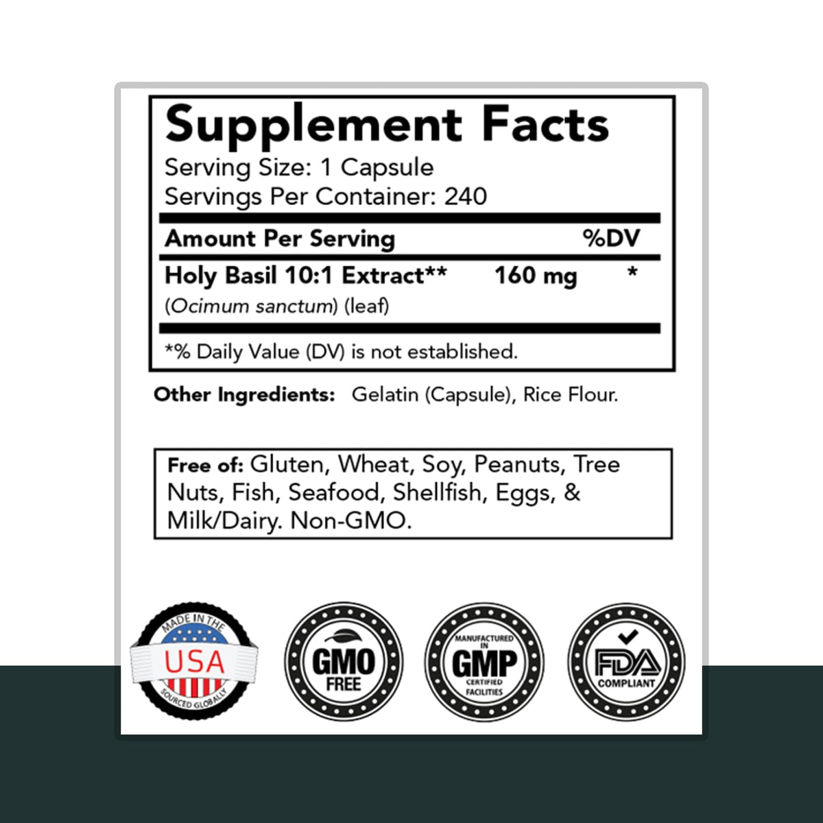 Vue de côté des capsules de Basilic Sacré tnvitamins