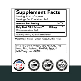 Vue de côté des capsules de Basilic Sacré tnvitamins