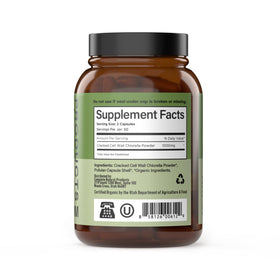 Vue de côté des capsules de chlorella bio Complete Natural Products