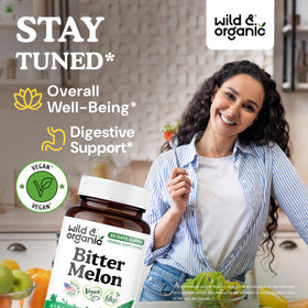 Vue de côté des capsules de melon amer Wild & Organic