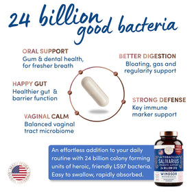 Vue de côté des capsules de probiotiques Lactobacillus Salivarius