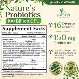 Vue de côté des capsules de probiotiques Nature's Nutrition