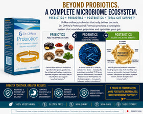 Vue de côté des capsules de probiotiques professionnels Essential Formulas