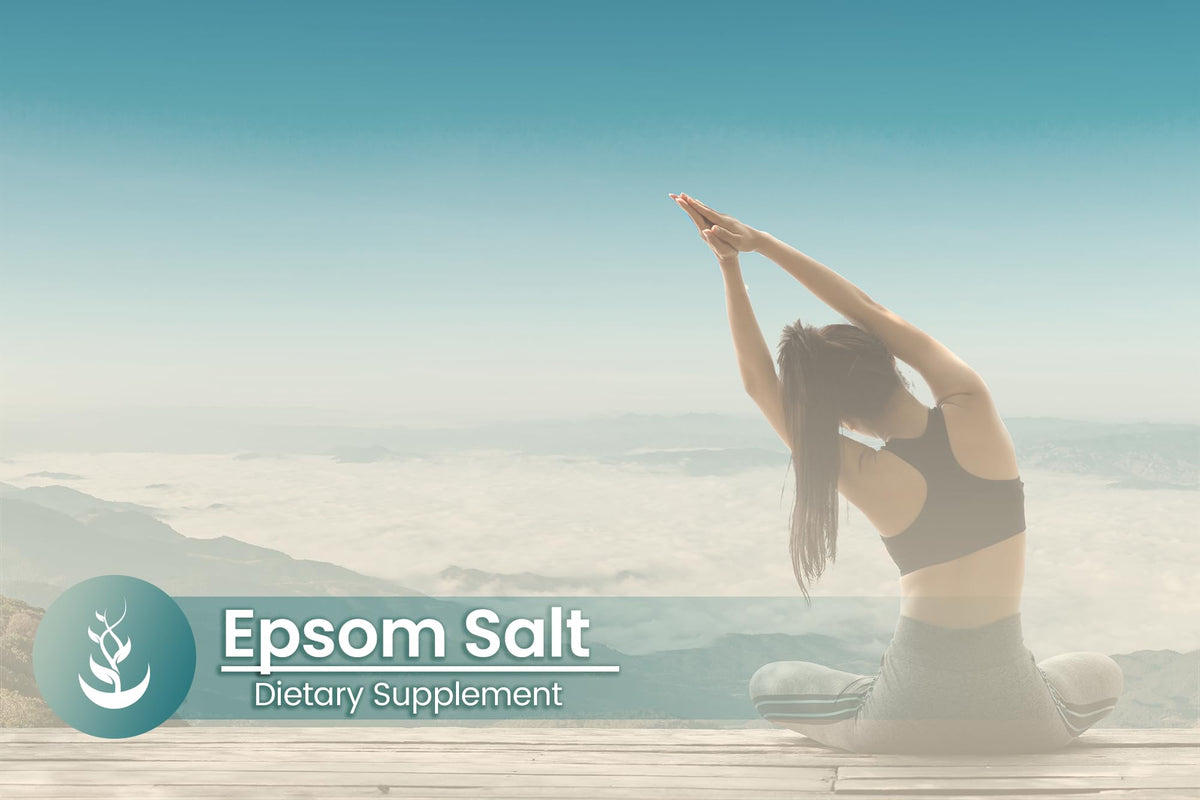 Vue de côté des capsules de sel d'Epsom PURE ORIGINAL INGREDIENTS