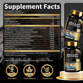 Vue de côté des capsules de Shilajit BBEEAAUU