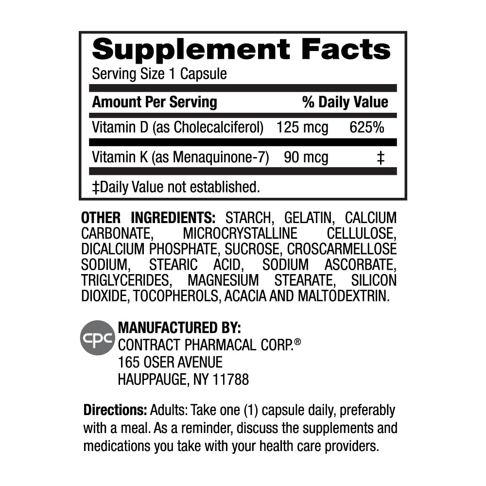 Vue de côté des capsules de Vitamine D3 K2 d'Earth's Splendor