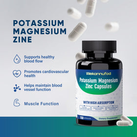 Vue de côté des capsules de Wekannufod Potassium Magnésium