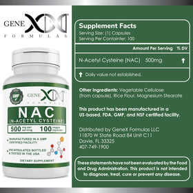 Vue de côté des capsules Genex Formulas NAC 500mg