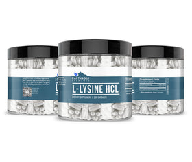 Vue de côté des capsules L-Lysine HCL Earthborn Elements