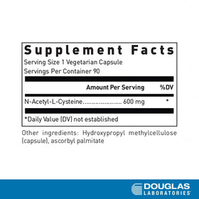 Vue de côté des capsules N-Acetyl-L-Cysteine de Douglas Laboratories
