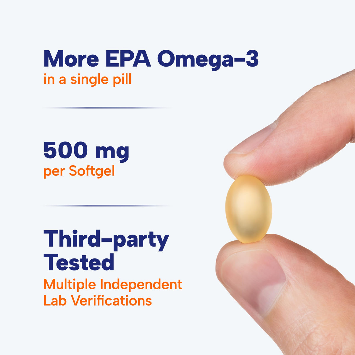 Vue de côté des capsules OmegaVia EPA 500 mg