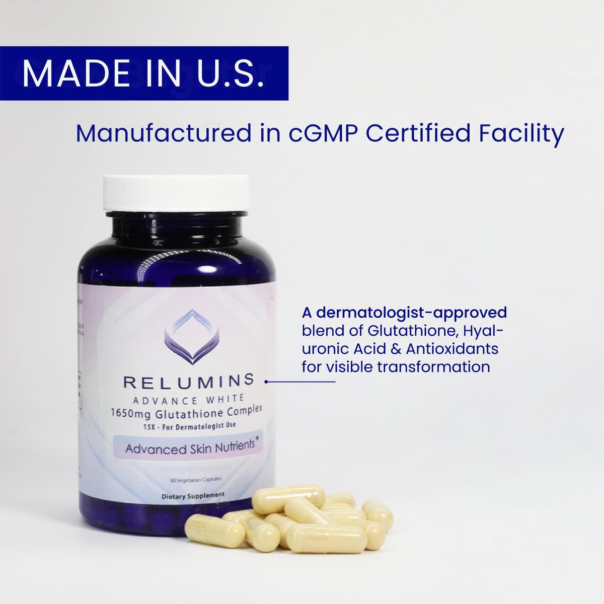 Vue de côté des capsules Relumins dans leur emballage
