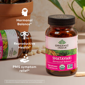 Vue de côté des capsules Shatavari ORGANIC INDIA