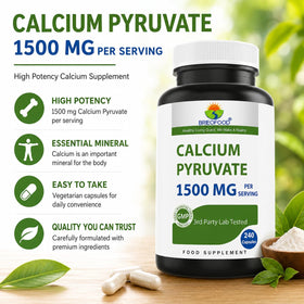 Vue de côté des capsules végétariennes de Calcium Pyruvate
