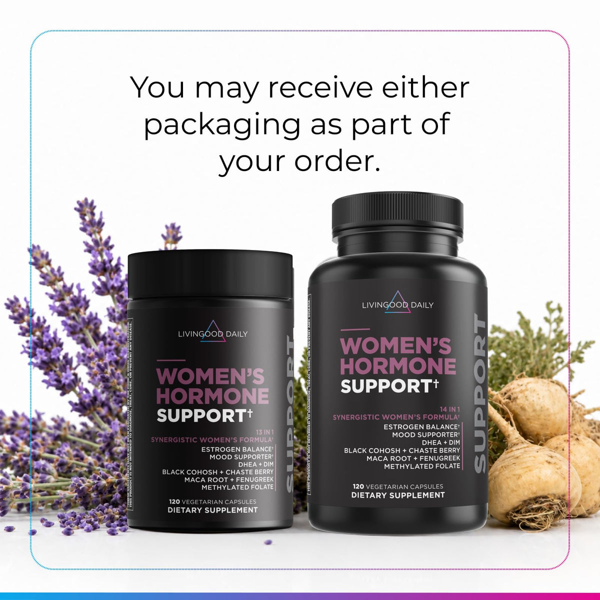 Vue de côté des capsules végétariennes Livingood Daily pour femmes