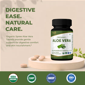 Vue de côté des comprimés Aloe Vera ORGANIC SPREE