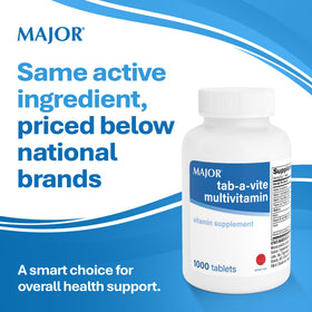 Vue de côté des comprimés multivitamines TAB-A-VITE MAJOR