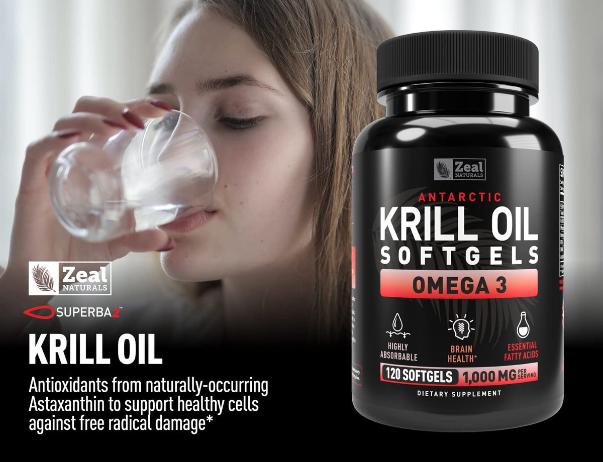 Vue de côté des gélules d'huile de Krill Zeal Naturals