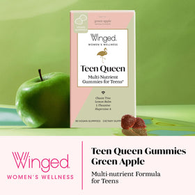 Vue de côté des gummies Winged Wellness Teen Queen, présentation de la texture