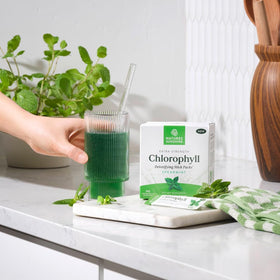 Vue de côté des Stick Packs de Chlorophylle Nature's Sunshine menthe
