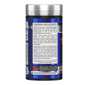 Vue de côté du flacon ALLMAX TRIBX90 avec capsules visibles