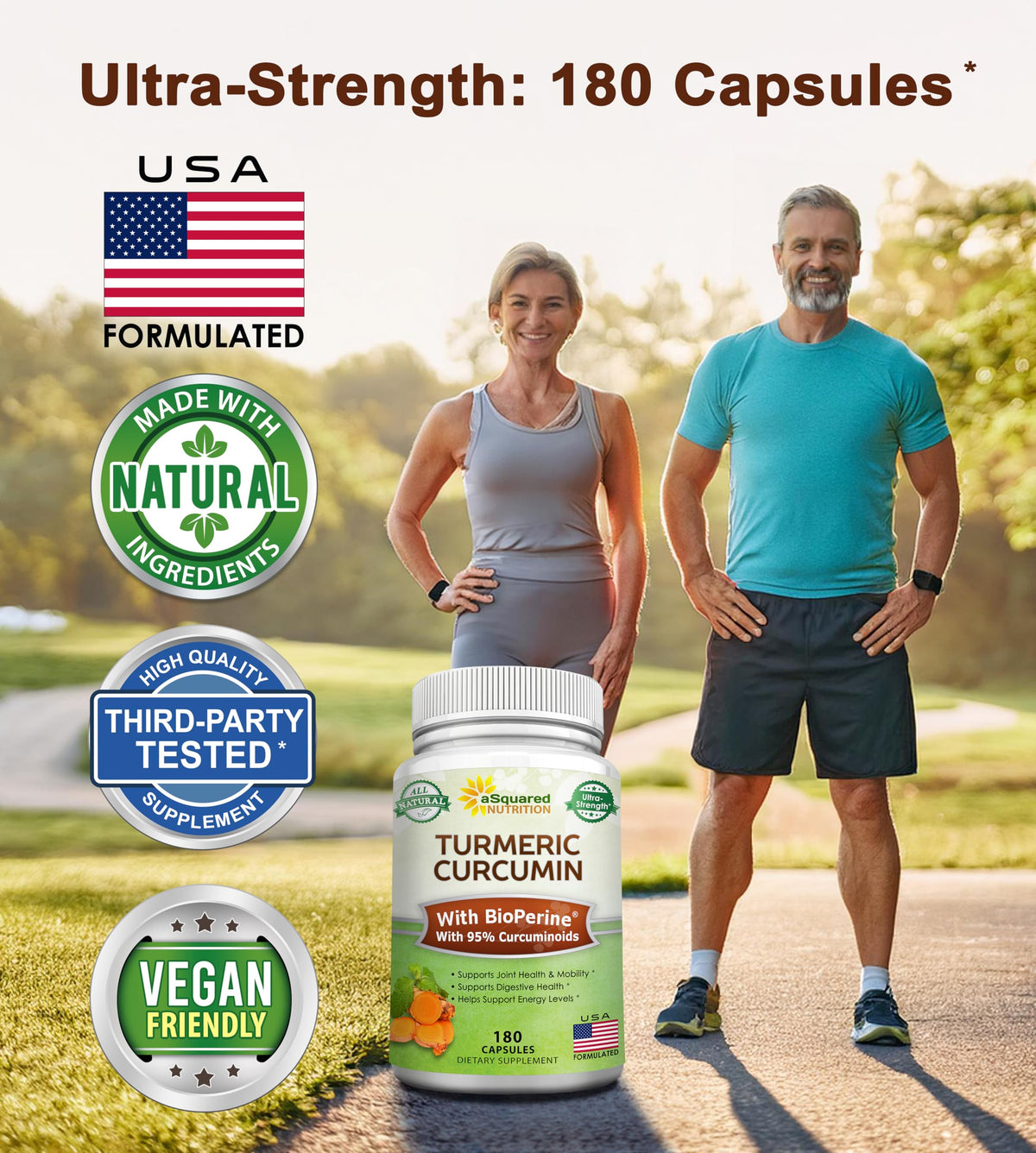 Vue de côté du flacon aSquared Nutrition Curcuma Curcumin 1600mg