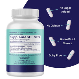 Vue de côté du flacon BESTVITE Advanced Ashwagandha 120mg