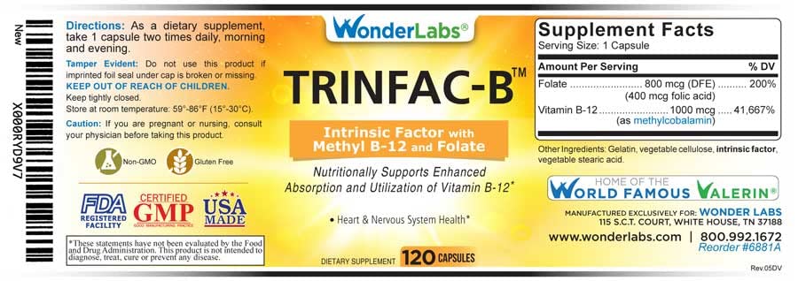 Vue de côté du flacon d'Intrinsic Factor 1000mcg