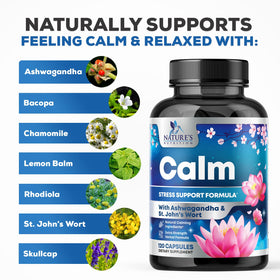 Vue de côté du flacon de 120 capsules Ashwagandha Nature's Nutrition
