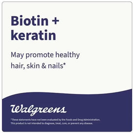 Vue de côté du flacon de Biotine + Kératine Walgreens