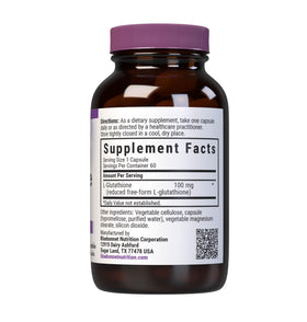 Vue de côté du flacon de BlueBonnet L-Glutathione 100 mg