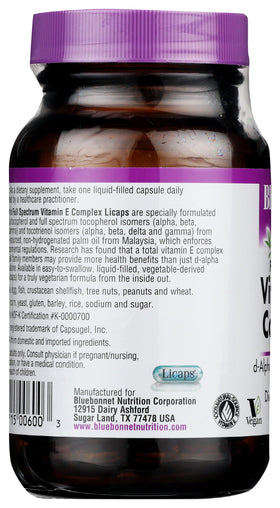 Vue de côté du flacon de BlueBonnet Vitamine E