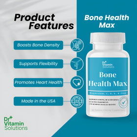 Vue de côté du flacon de Bone Health Max DR VITAMIN SOLUTIONS