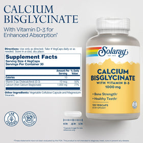 Vue de côté du flacon de Calcium Bisglycinate SOLARAY
