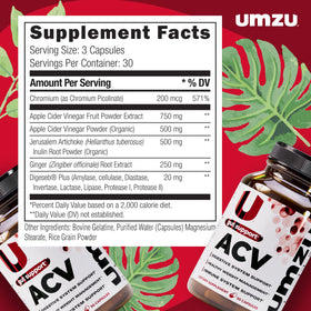 Vue de côté du flacon de capsules UMZU zuACV