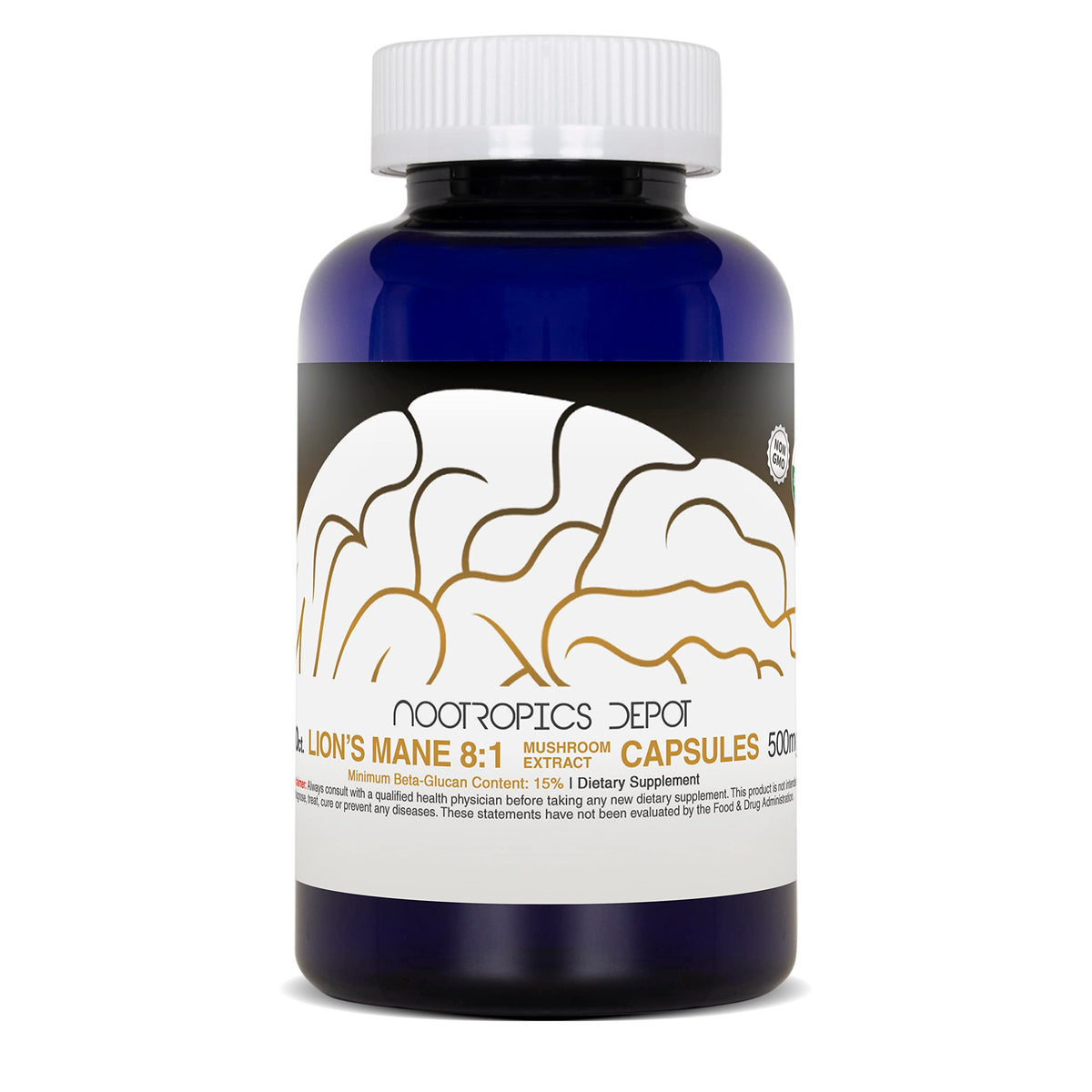 Vue de côté du flacon de Champignon Lion's Mane 500mg