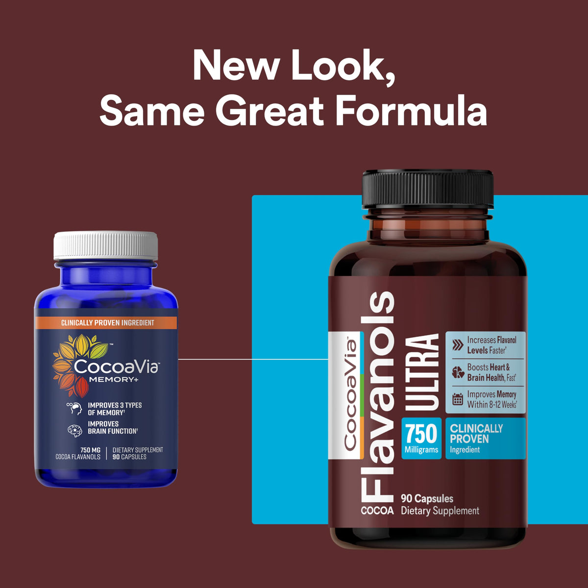 Vue de côté du flacon de CocoaVia Flavanols 750mg