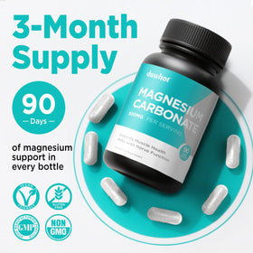 Vue de côté du flacon de duwhot Magnésium Carbonate 500mg
