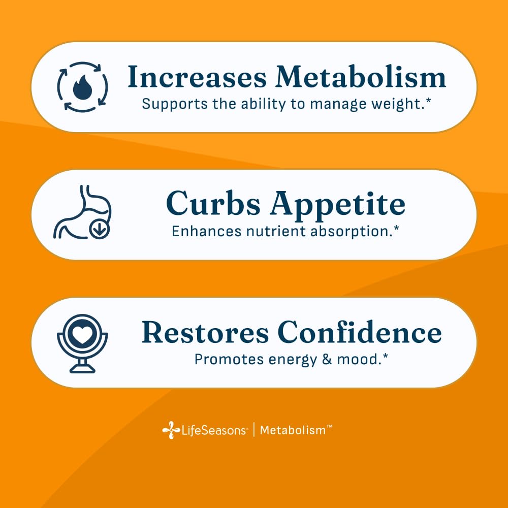 Vue de côté du flacon de LifeSeasons Métabolisme avec capsules