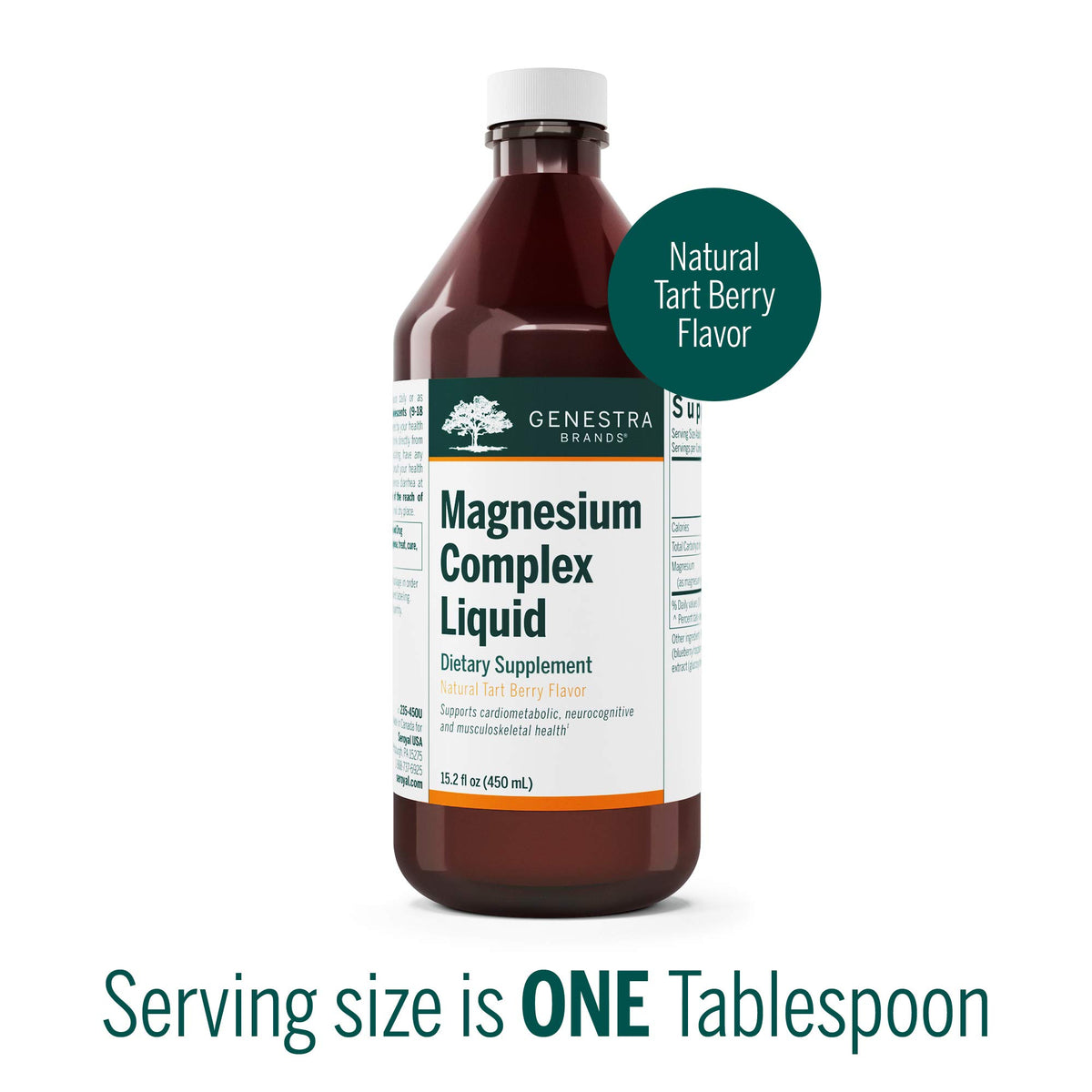 Vue de côté du flacon de Magnésium Liquide Genestra Brands