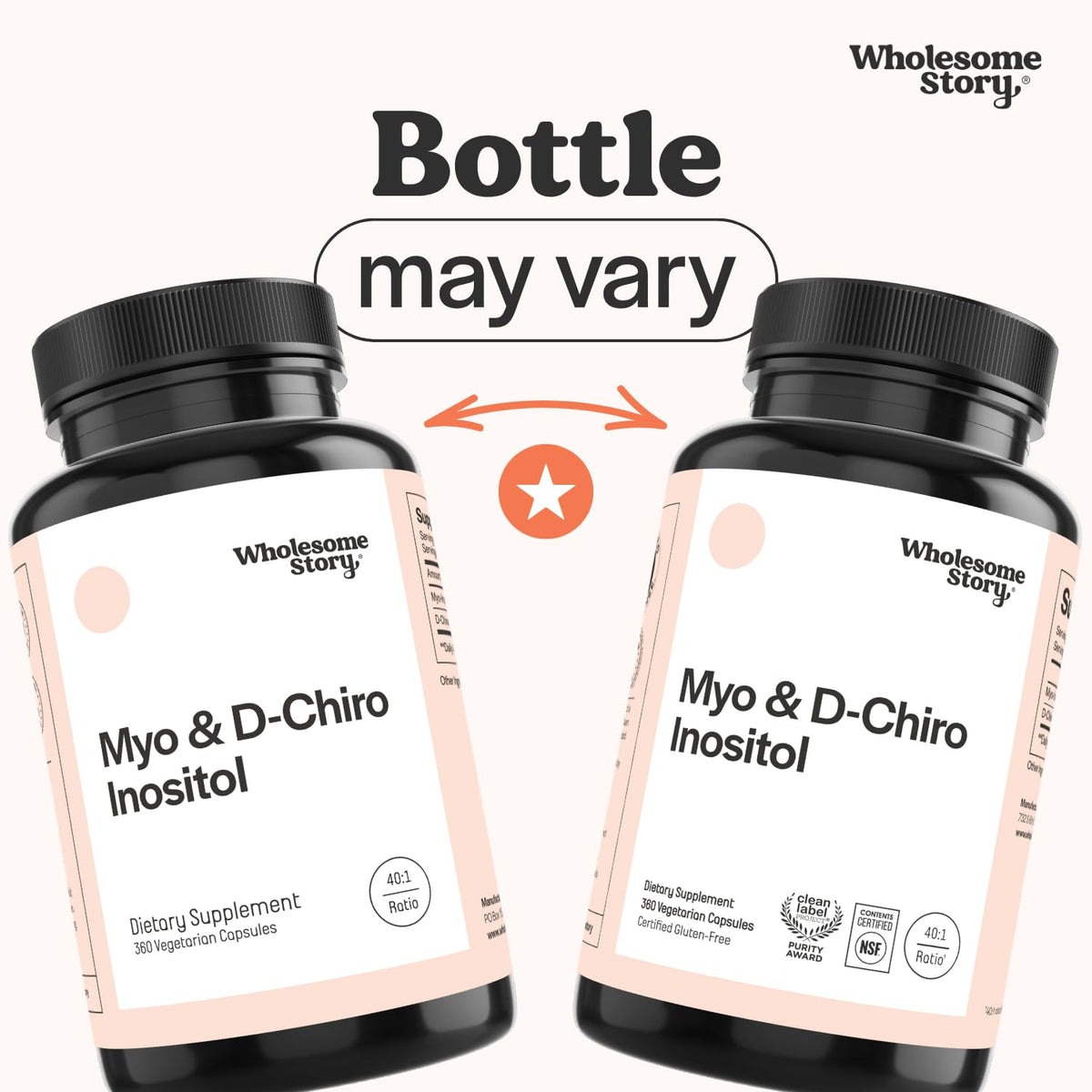 Vue de côté du flacon de Myo-Inositol & D-Chiro Inositol