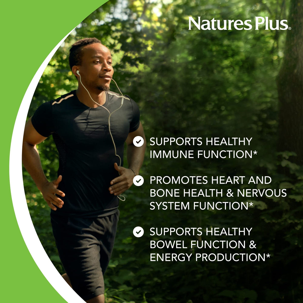 Vue de côté du flacon de NaturesPlus Magnésium