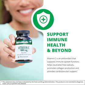 Vue de côté du flacon de NutraMedix Vitamine C 1000mg